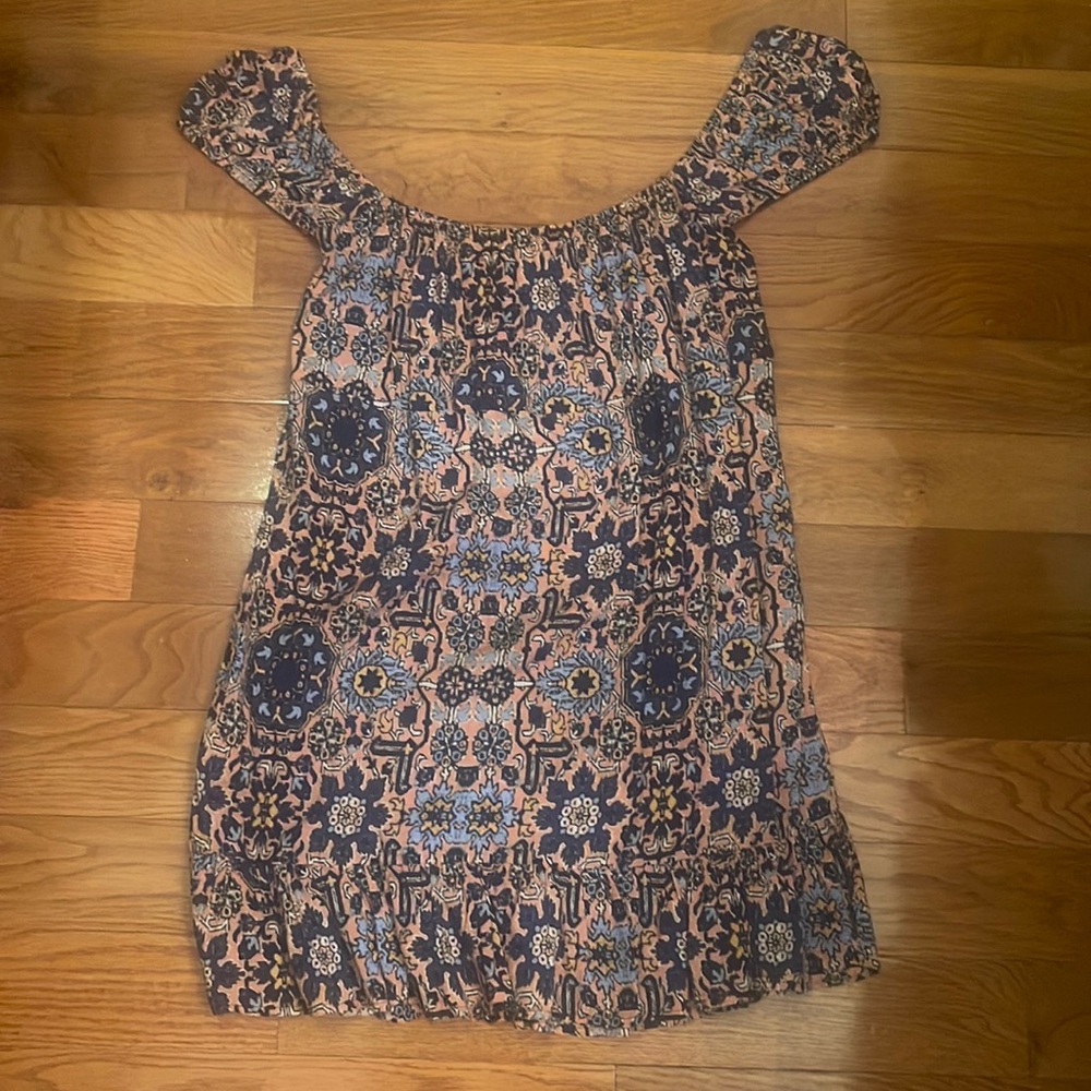 Olivaceous rayon off or on shoulder mini dress